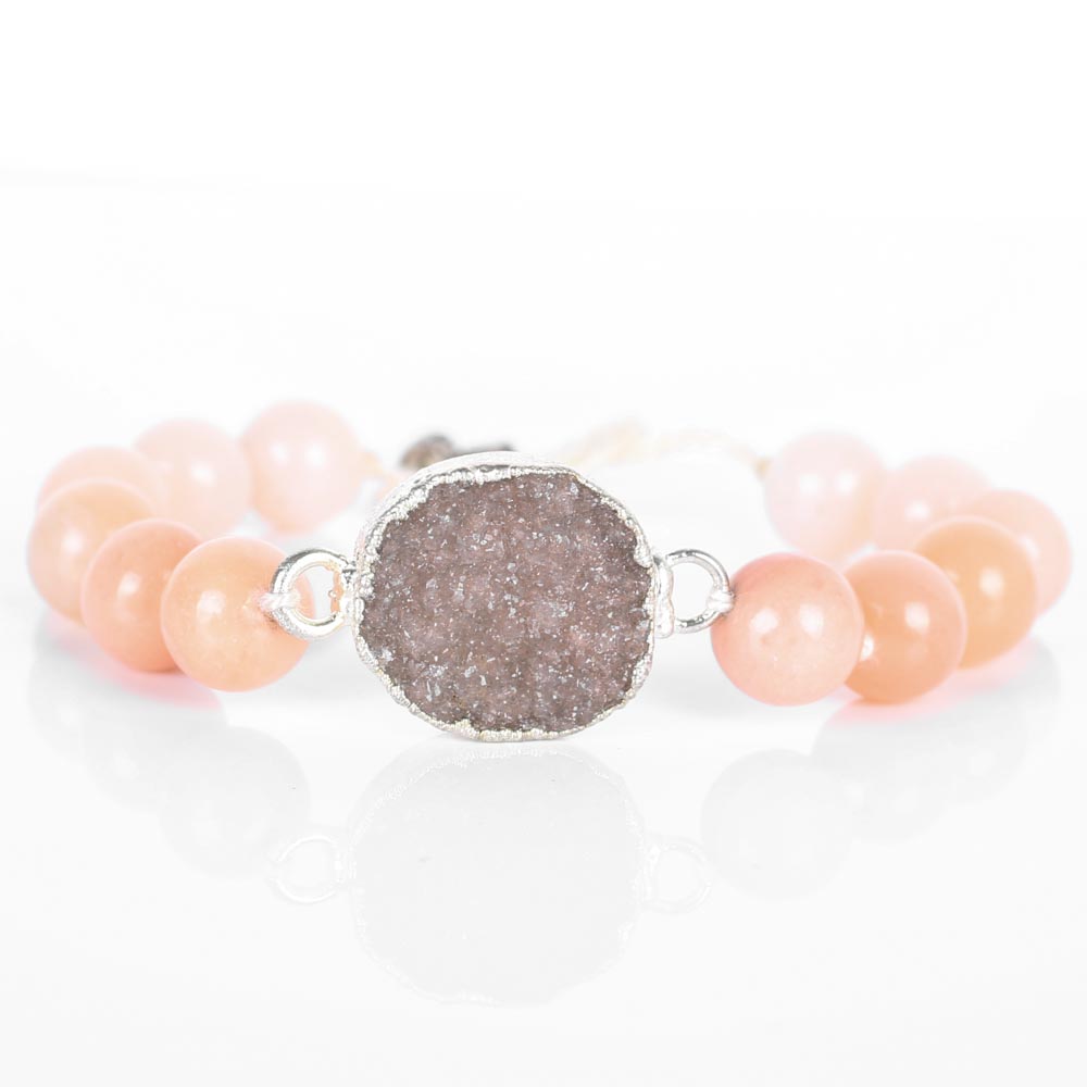 Nina Nguyen Peach Quartz and Druzy Quartz Bracelet