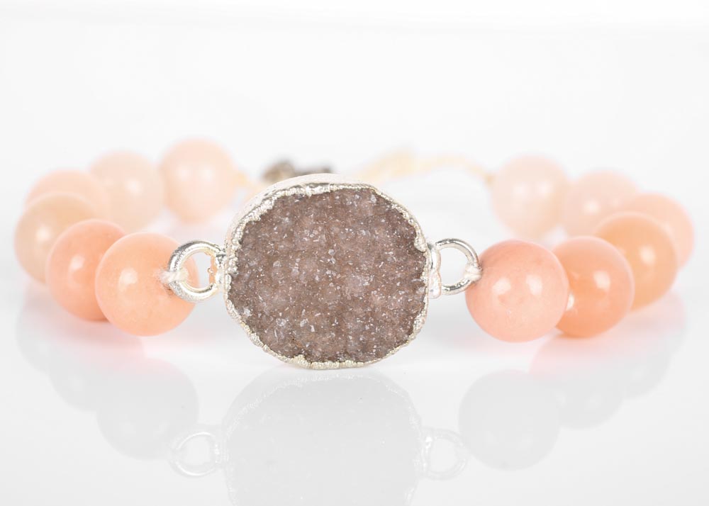 Nina Nguyen Peach Quartz and Druzy Quartz Bracelet