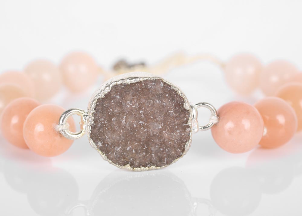 Nina Nguyen Peach Quartz and Druzy Quartz Bracelet