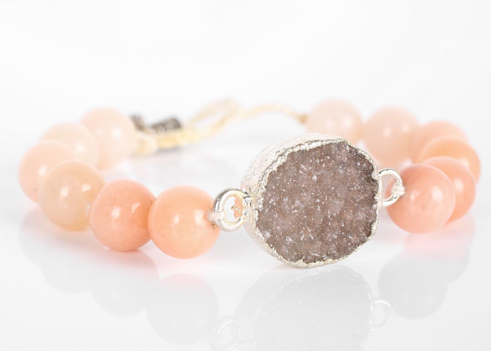 Nina Nguyen Peach Quartz and Druzy Quartz Bracelet