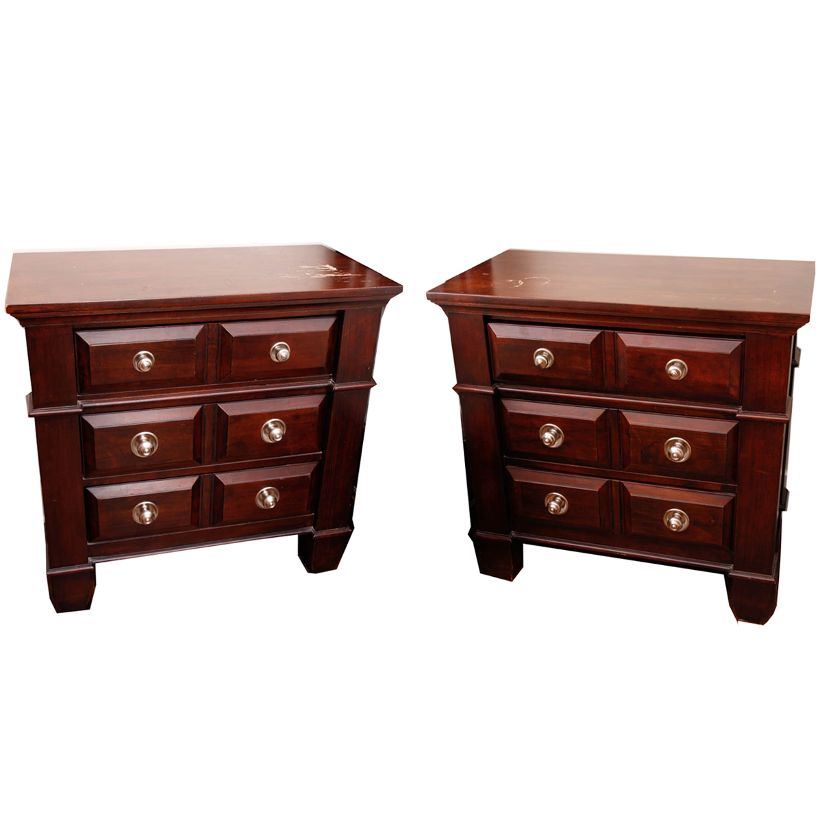 Contemporary Mahogany Finished Nightstands