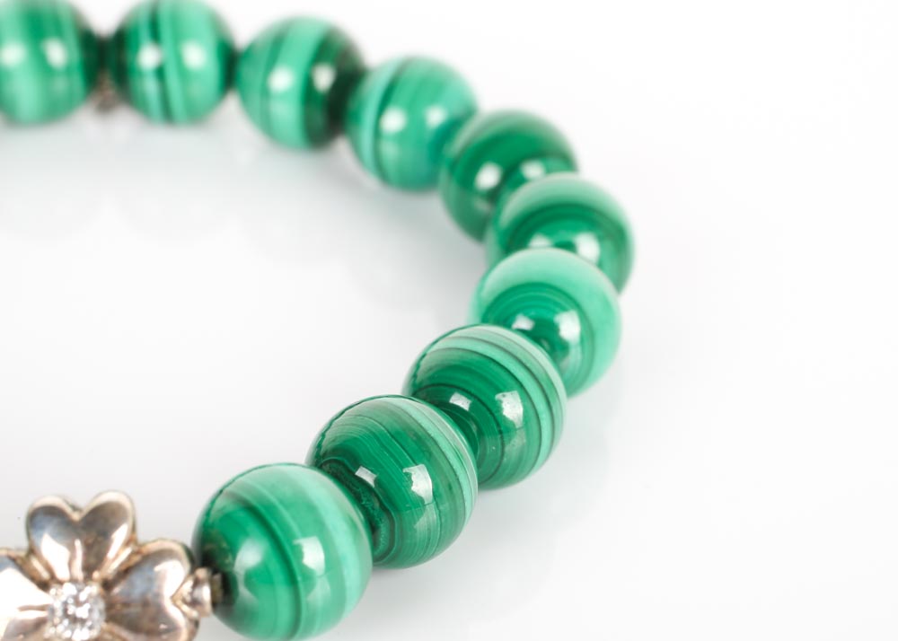Anzie Sterling Silver and Malachite Bead Bracelet