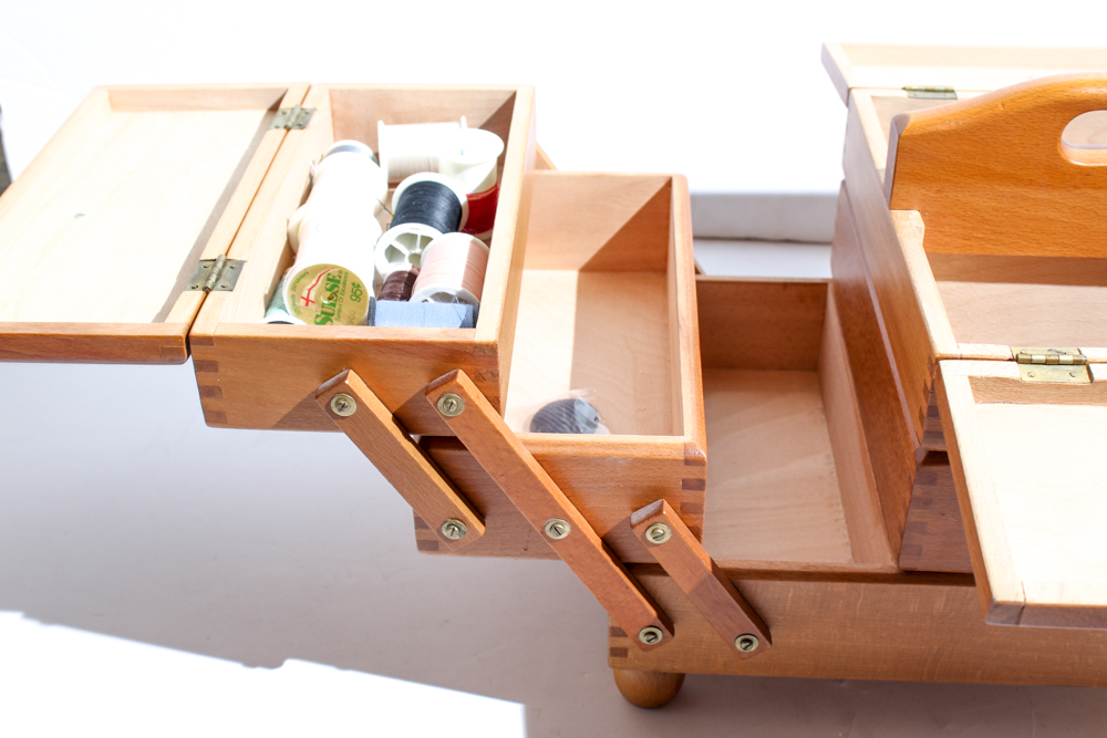 Vintage Wood Sewing Box