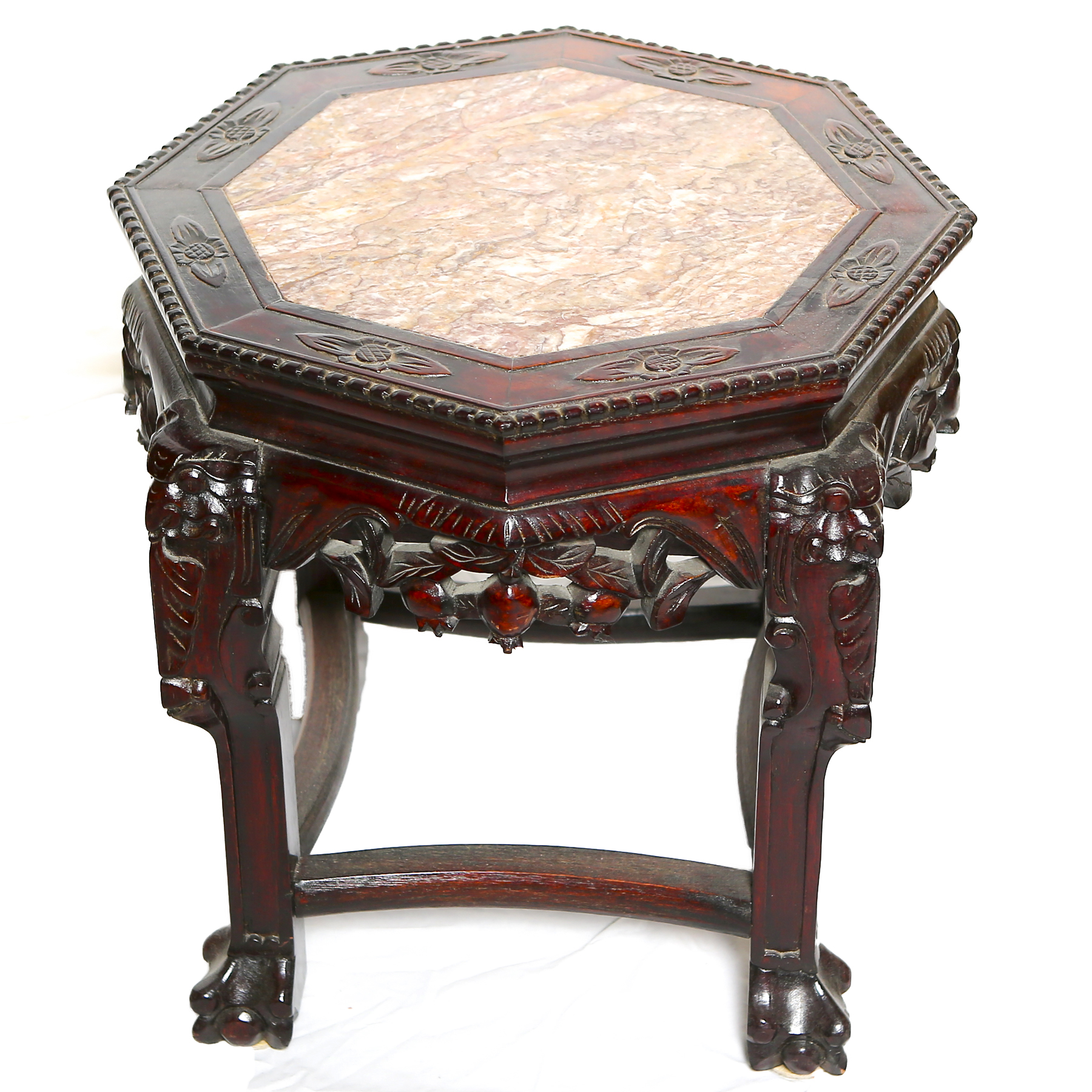 Chinese Inspired Carved Mahogany Accent Table