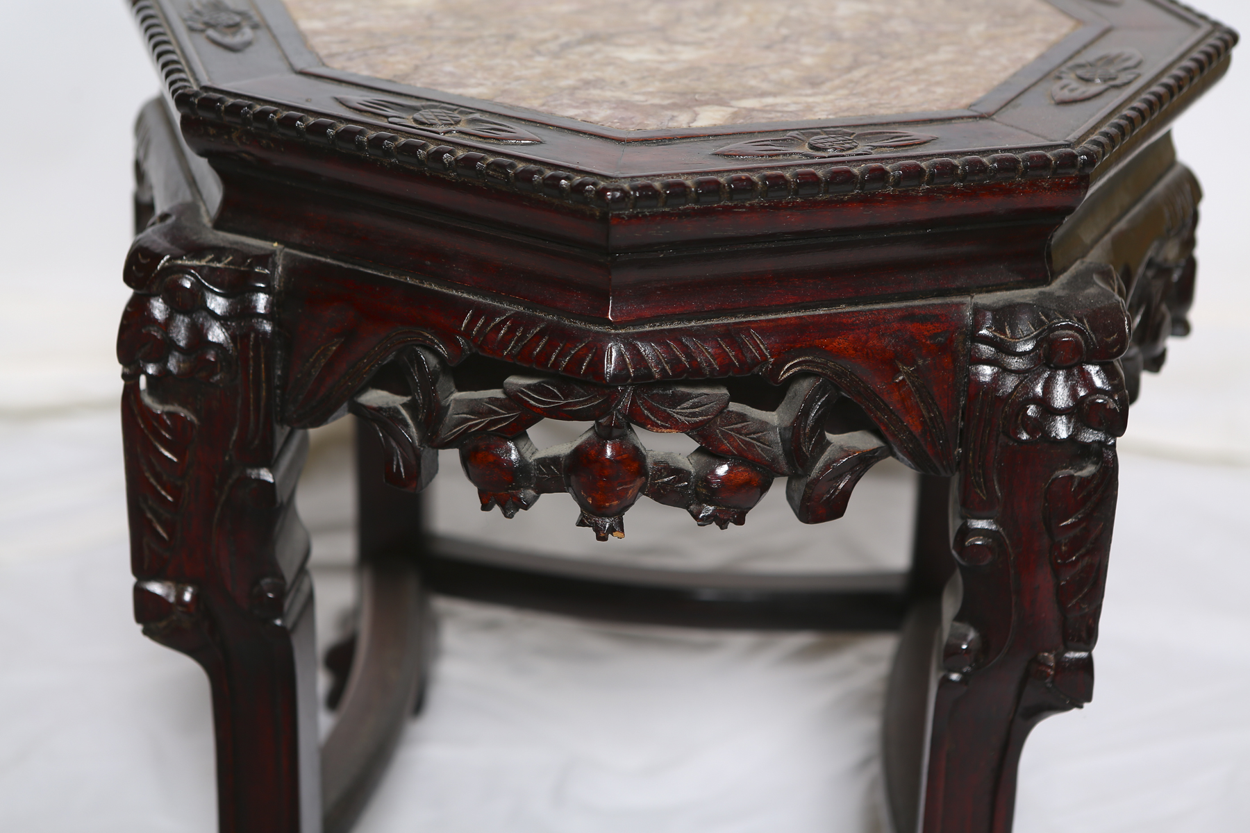Chinese Inspired Carved Mahogany Accent Table