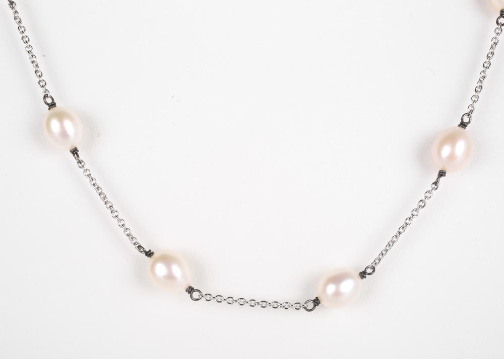 Honora Sterling Silver Freshwater Pearl Tin Cup Necklace