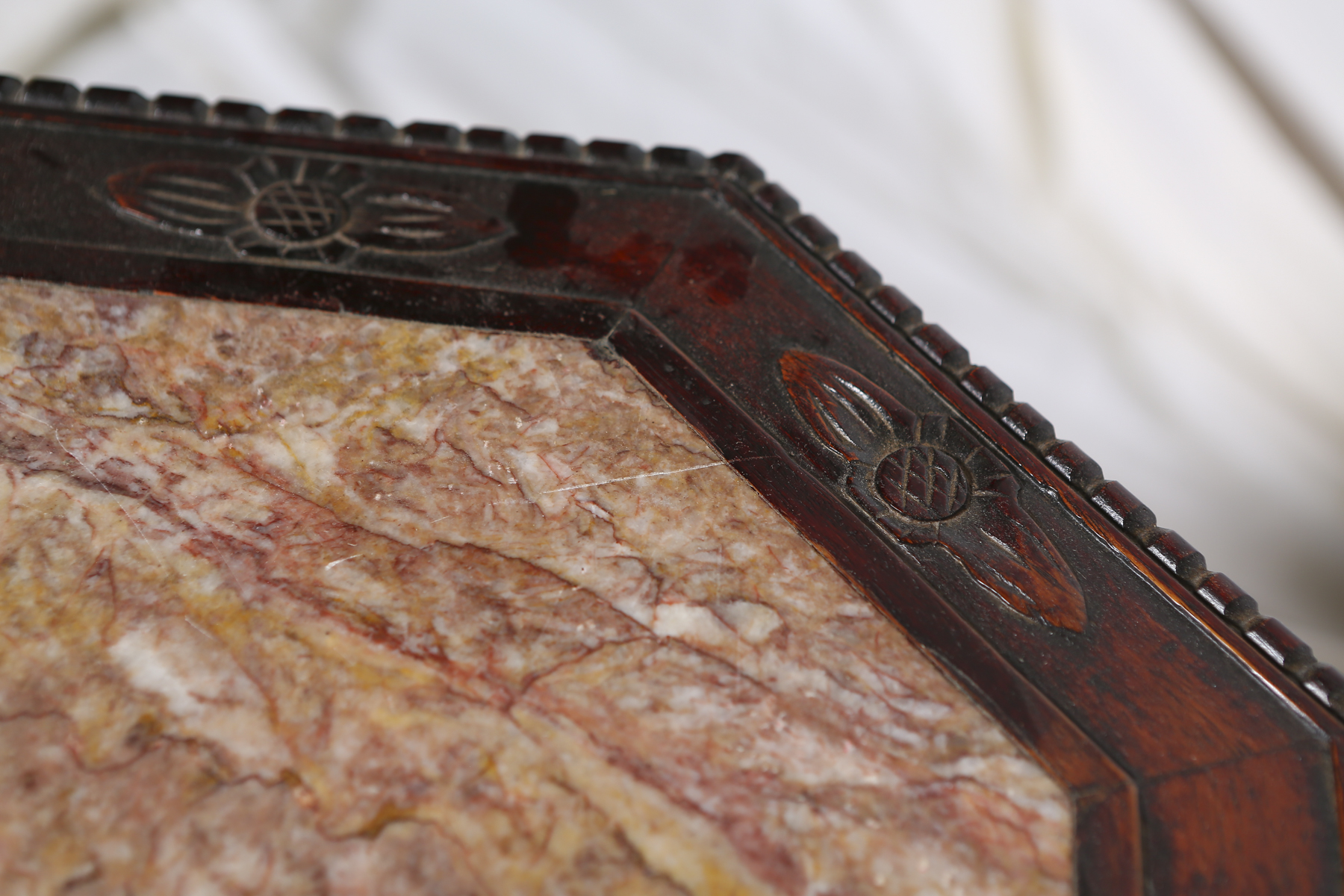 Chinese Inspired Carved Mahogany Accent Table