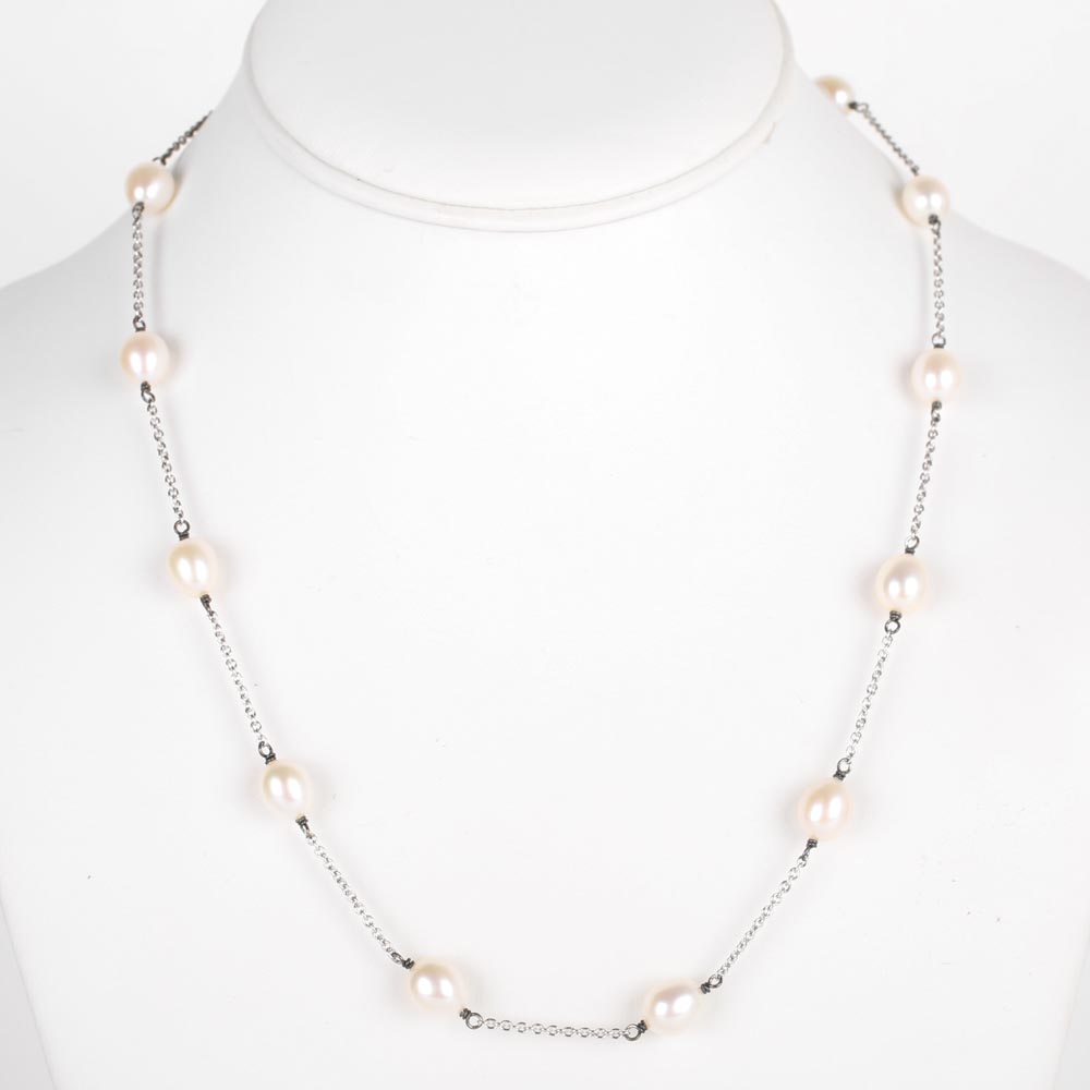 Honora Sterling Silver Freshwater Pearl Tin Cup Necklace