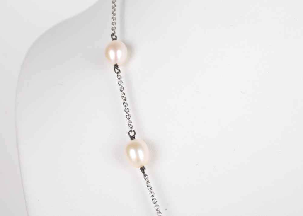 Honora Sterling Silver Freshwater Pearl Tin Cup Necklace