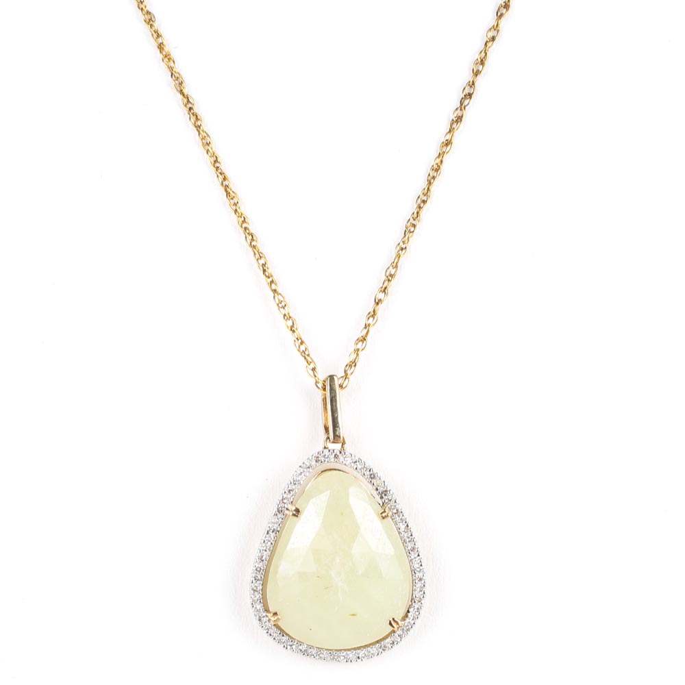 Sterling Silver Freeform Sapphire and Diamond Necklace