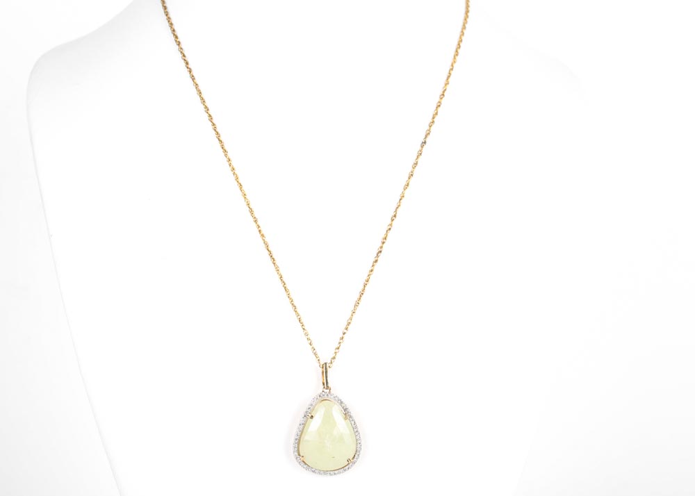 Sterling Silver Freeform Sapphire and Diamond Necklace