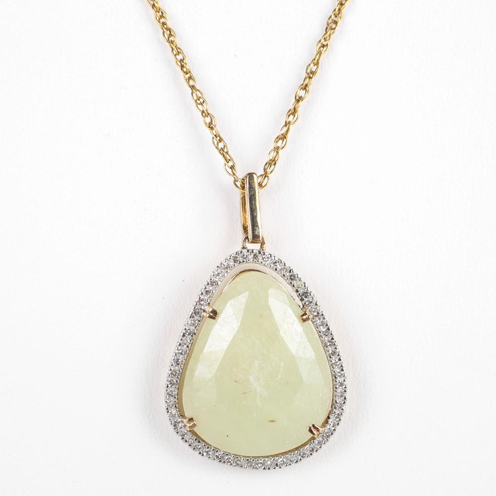 Sterling Silver Freeform Sapphire and Diamond Necklace