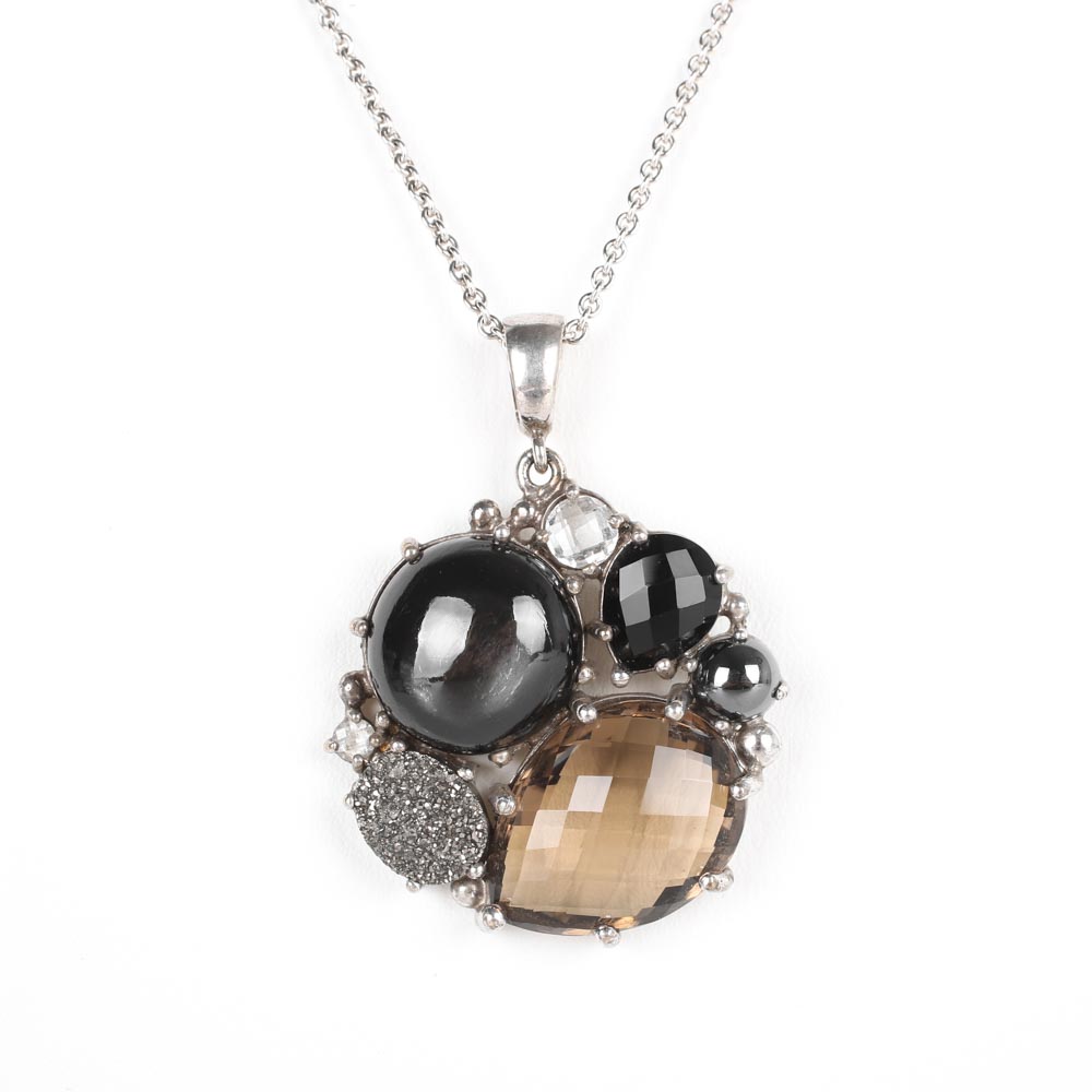 Anzie Sterling Silver Multi-Gemstone "Bouquet" Necklace