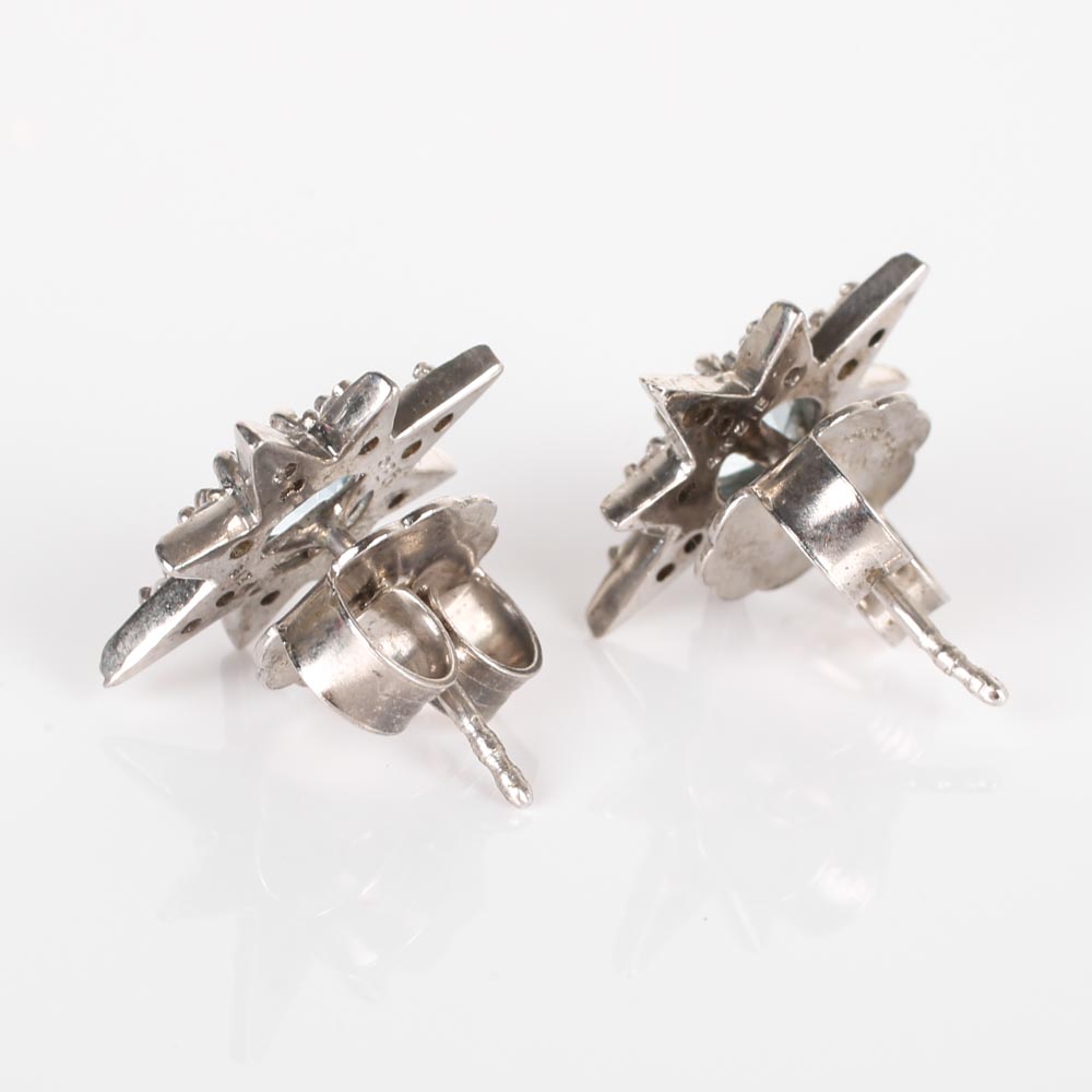 Anzie Sterling Silver Blue Topaz Pendant Necklace and Earrings