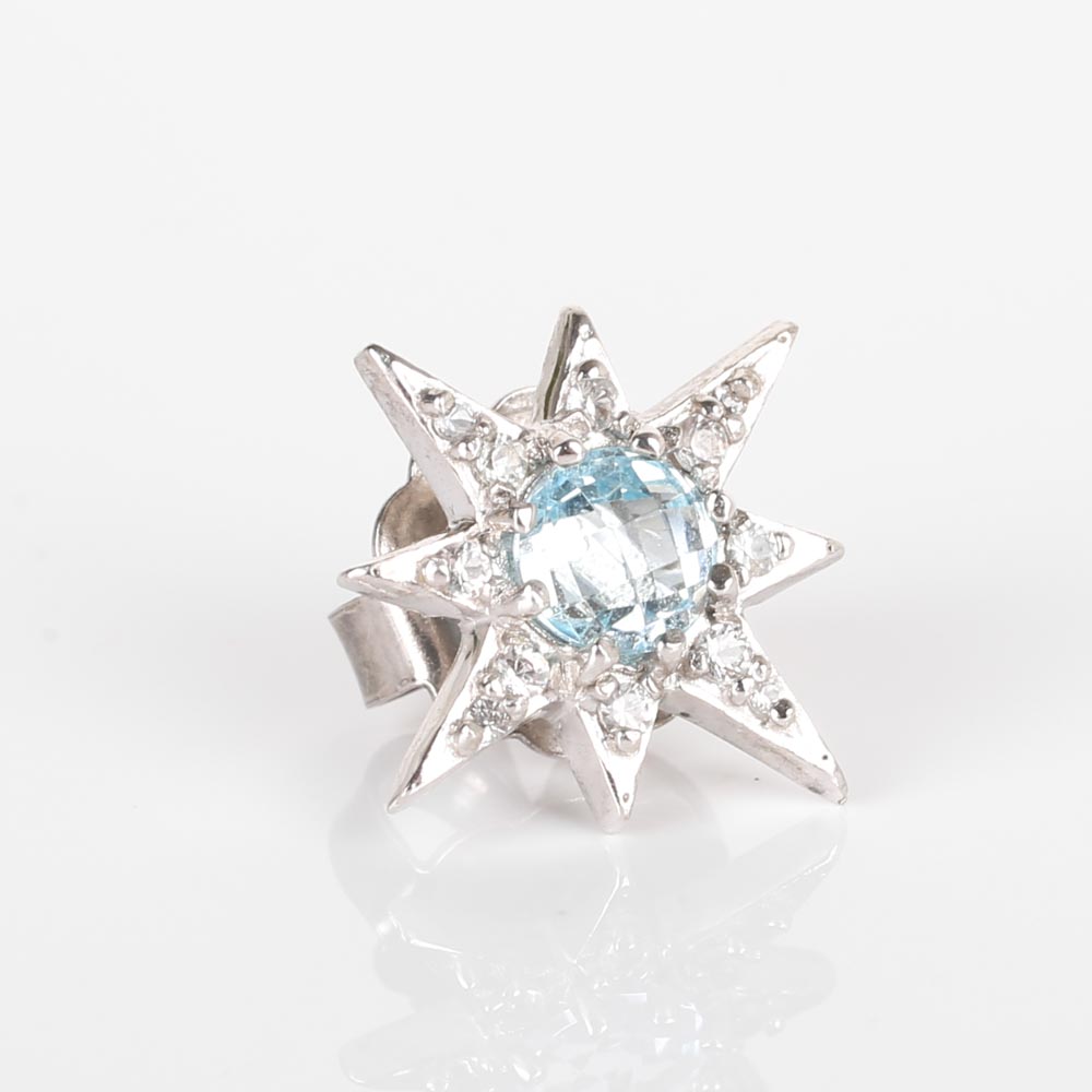 Anzie Sterling Silver Blue Topaz Pendant Necklace and Earrings