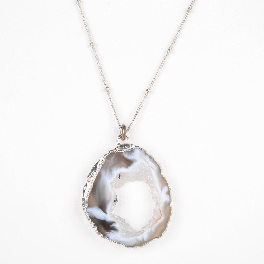Nina Nguyen Sterling Silver Geode Slice "Venus" Pendant Necklace