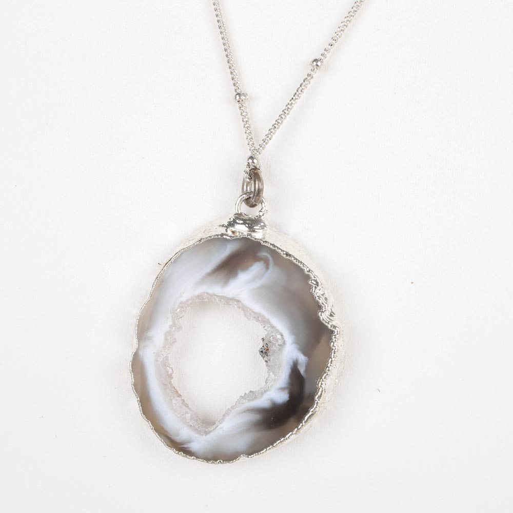 Nina Nguyen Sterling Silver Geode Slice "Venus" Pendant Necklace