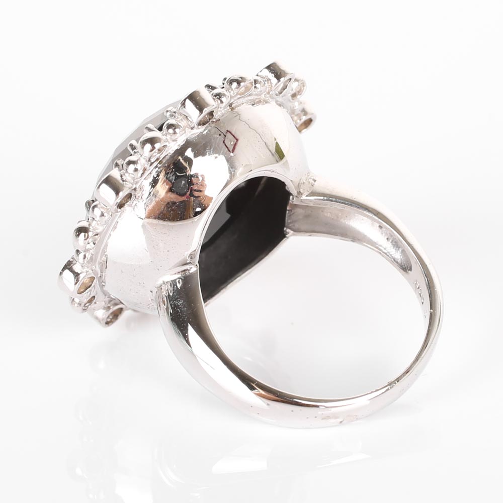 Anzie Sterling Silver Black Onyx and Crystal Ring