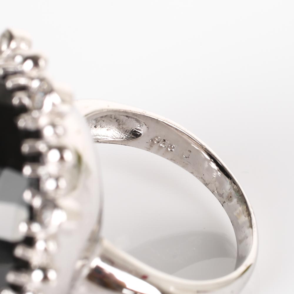 Anzie Sterling Silver Black Onyx and Crystal Ring