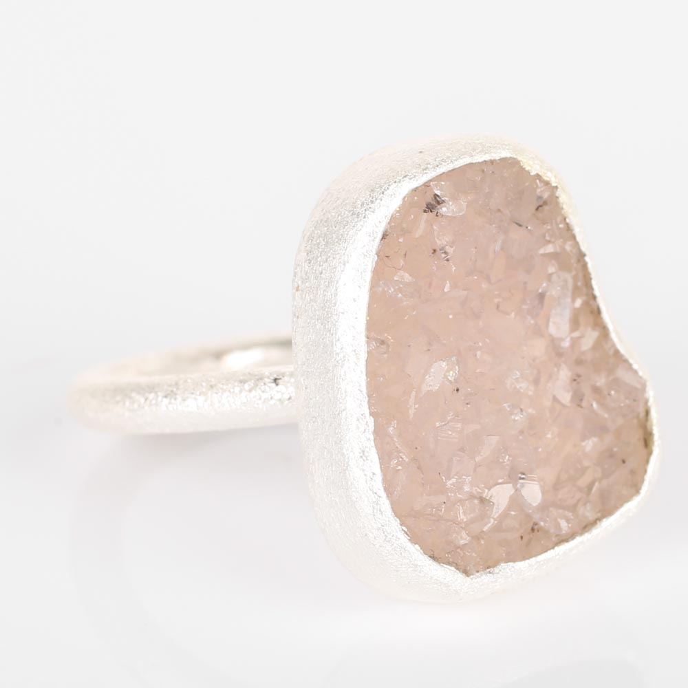 Nina Nguyen Sterling Silver White Druzy Quartz Ring