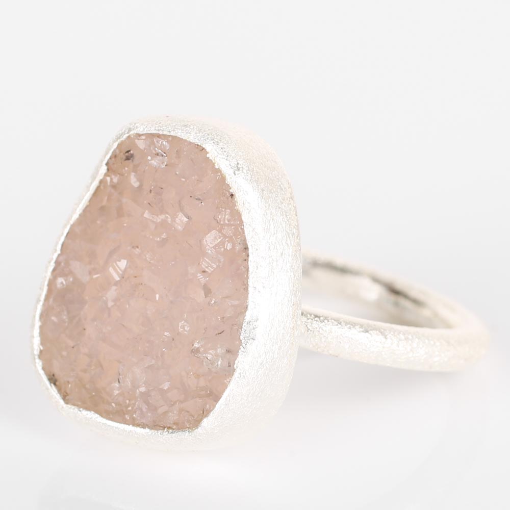 Nina Nguyen Sterling Silver White Druzy Quartz Ring