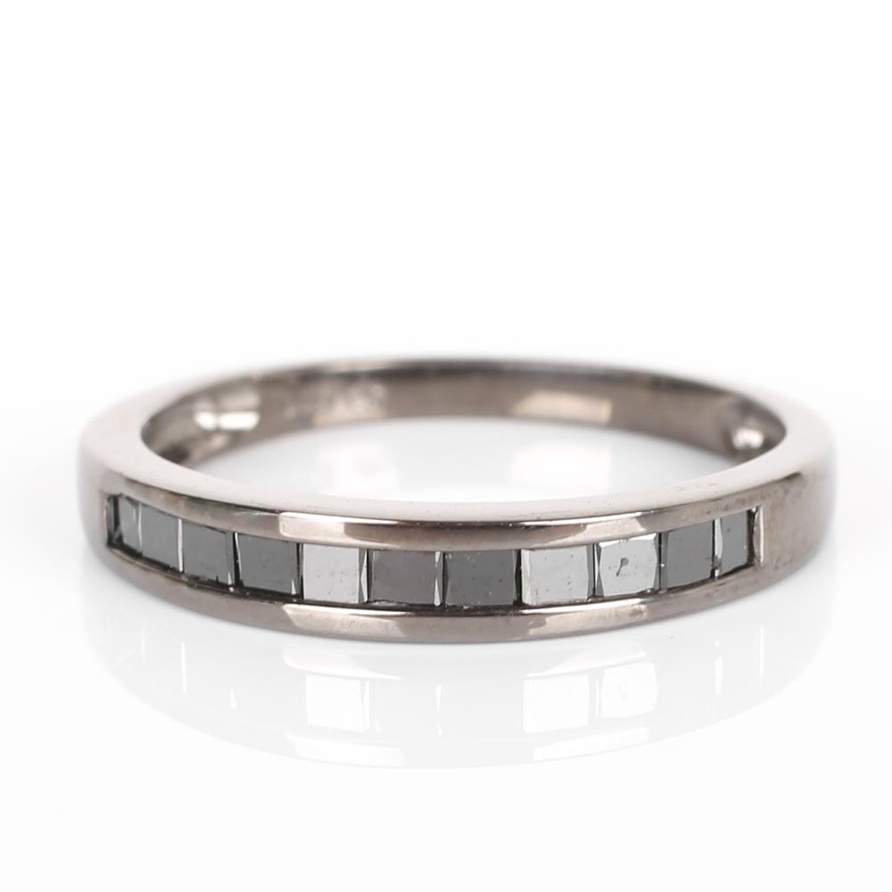 Blackened Sterling Silver Black Diamond Ring