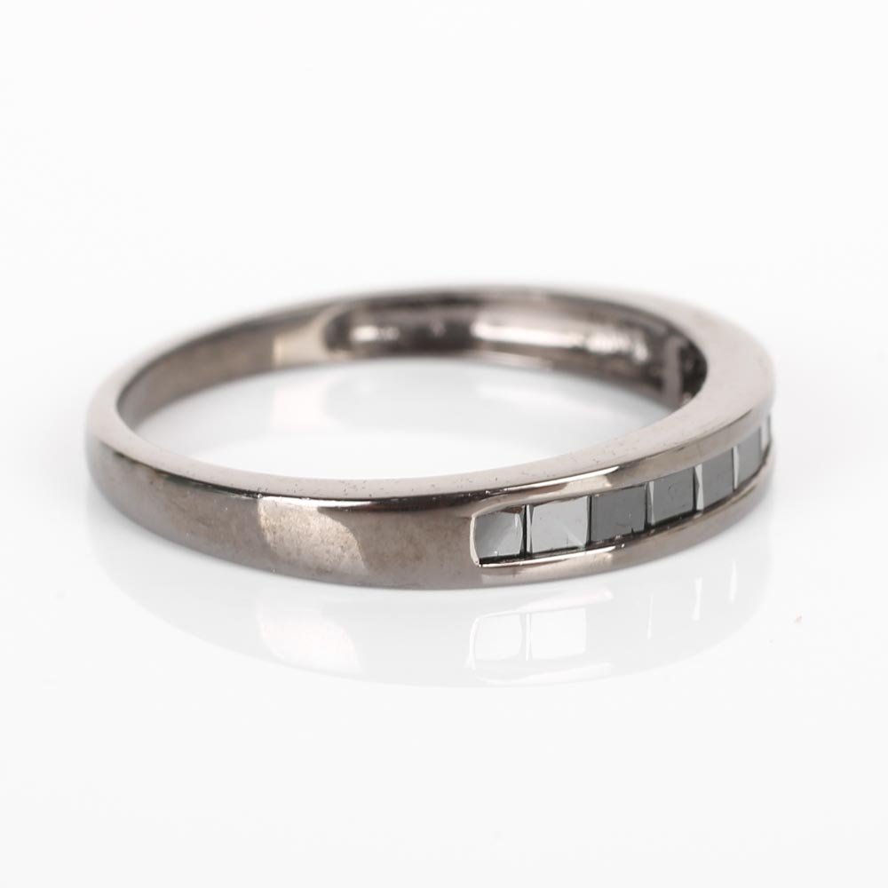 Blackened Sterling Silver Black Diamond Ring