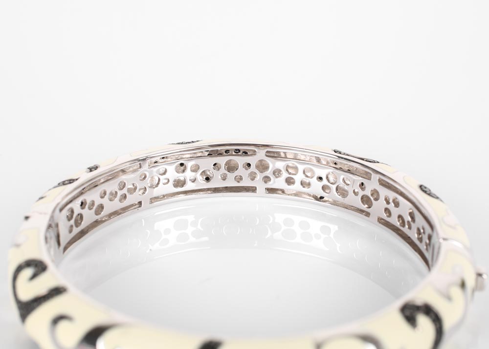 Belle Etoile Sterling Silver and Enamel Ring and Bangle Bracelet