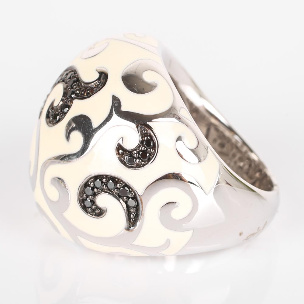 Belle Etoile Sterling Silver and Enamel Ring and Bangle Bracelet