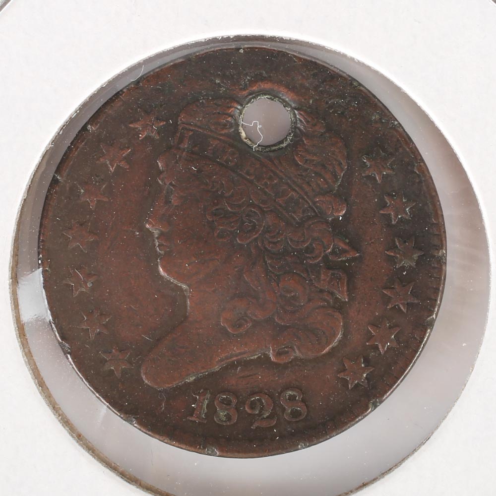 1828 Cassic Head Half Cent,13 Star Variety