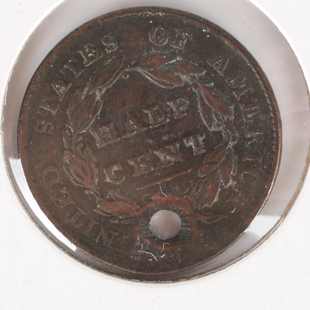 1828 Cassic Head Half Cent,13 Star Variety