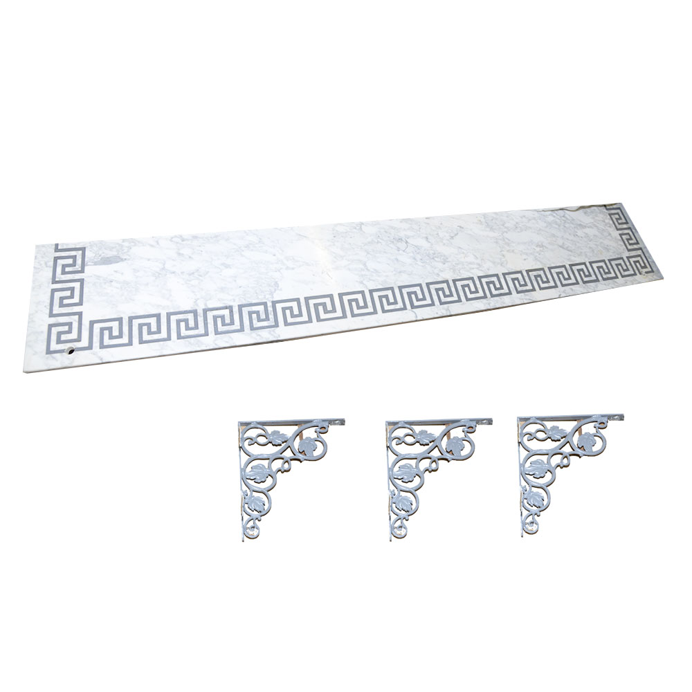 Marble Wall Shelf With Foliate Brackets