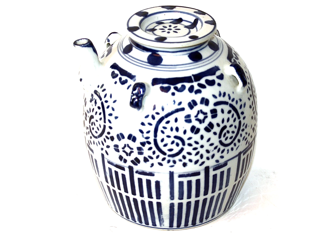 Chinese Underglaze Blue & White Teapot