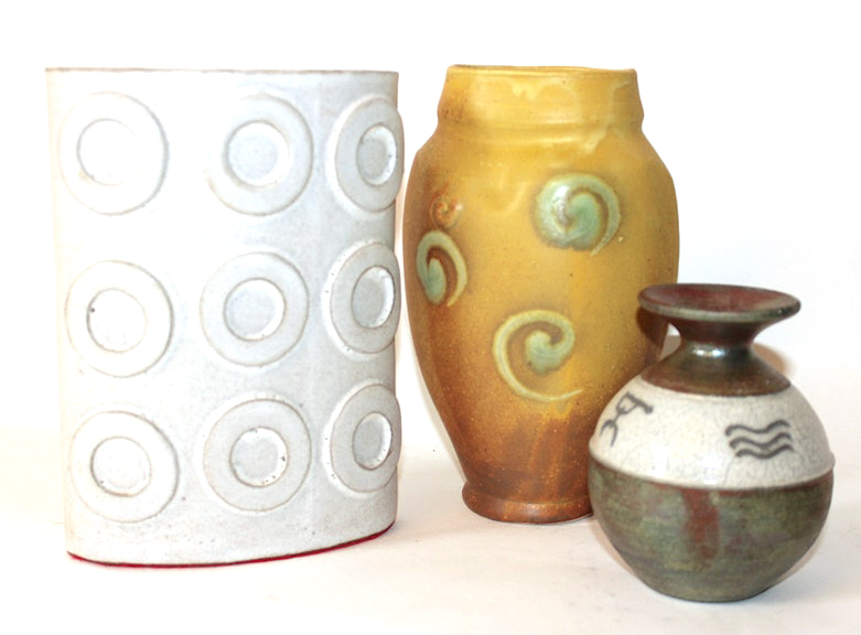 Contemporary Signed Stoneware Artisan Vessels