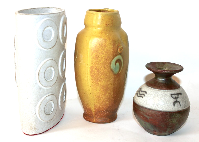 Contemporary Signed Stoneware Artisan Vessels