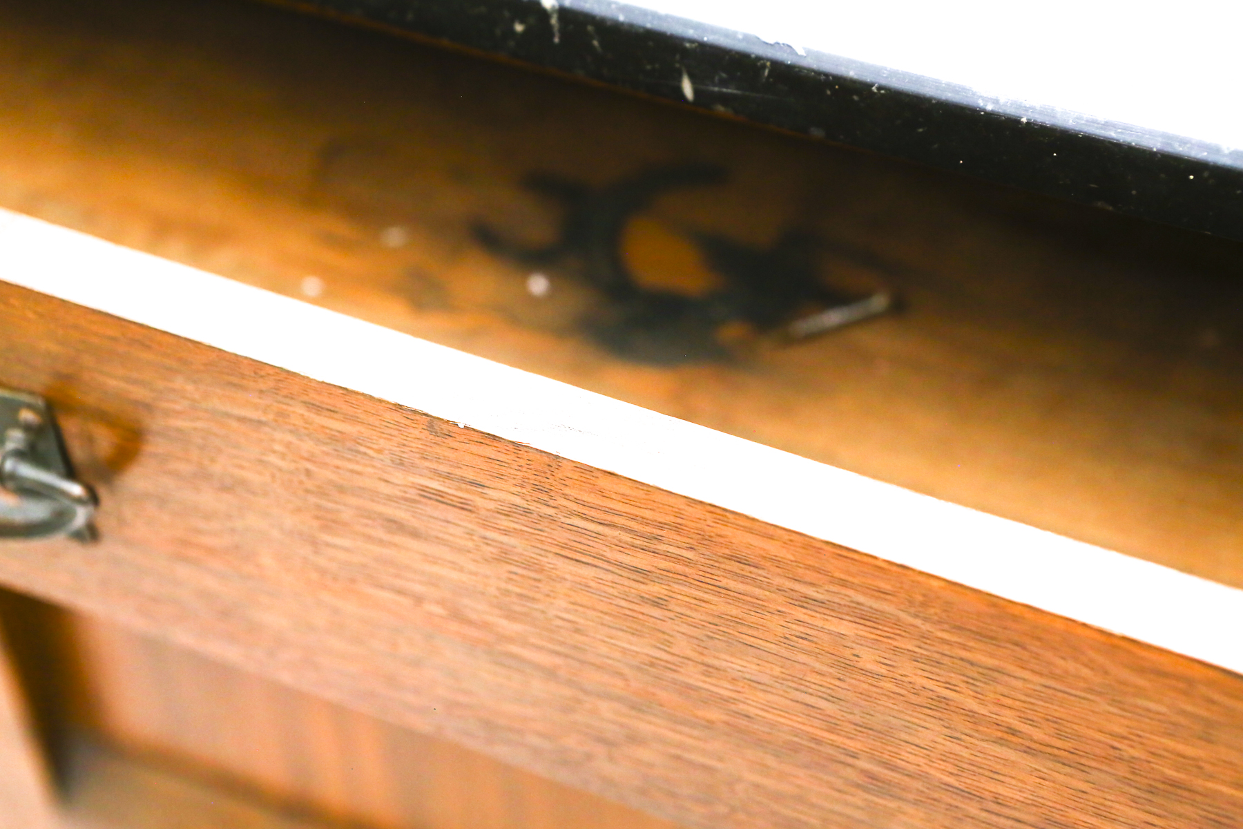 Small Wooden Arts and Crafts Style Cupboard with a Dark Marble Top