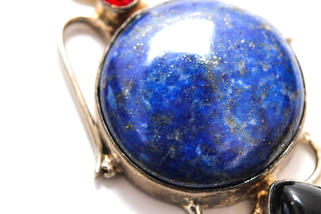 Three Stone Pendant On Sterling Silver Chain