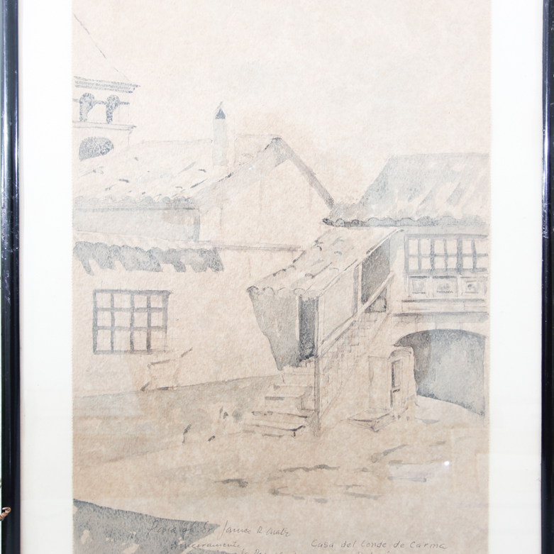 Pair of Vintage Watercolor on Paper Paintings Depicting Potosi, Bolivia