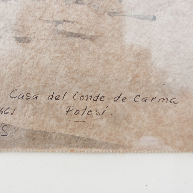 Pair of Vintage Watercolor on Paper Paintings Depicting Potosi, Bolivia