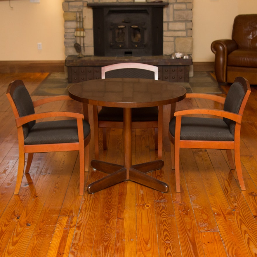 Wooden Table and Armchair Set