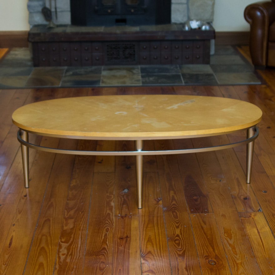 Mid Century Style Parquetry Top Coffee Table