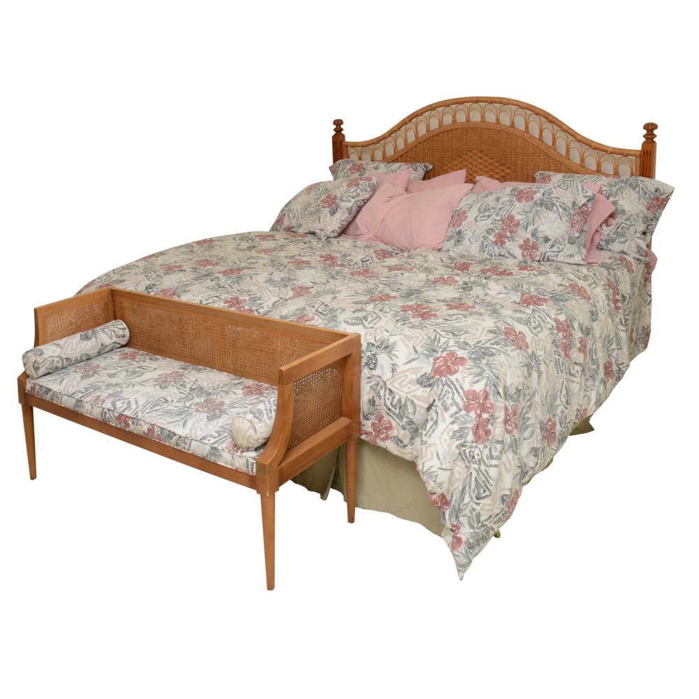 Twin Beds to King Converter and Settee by Henry Link Wicker