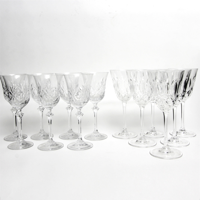 Set of Cut Crystal Wine Glasses