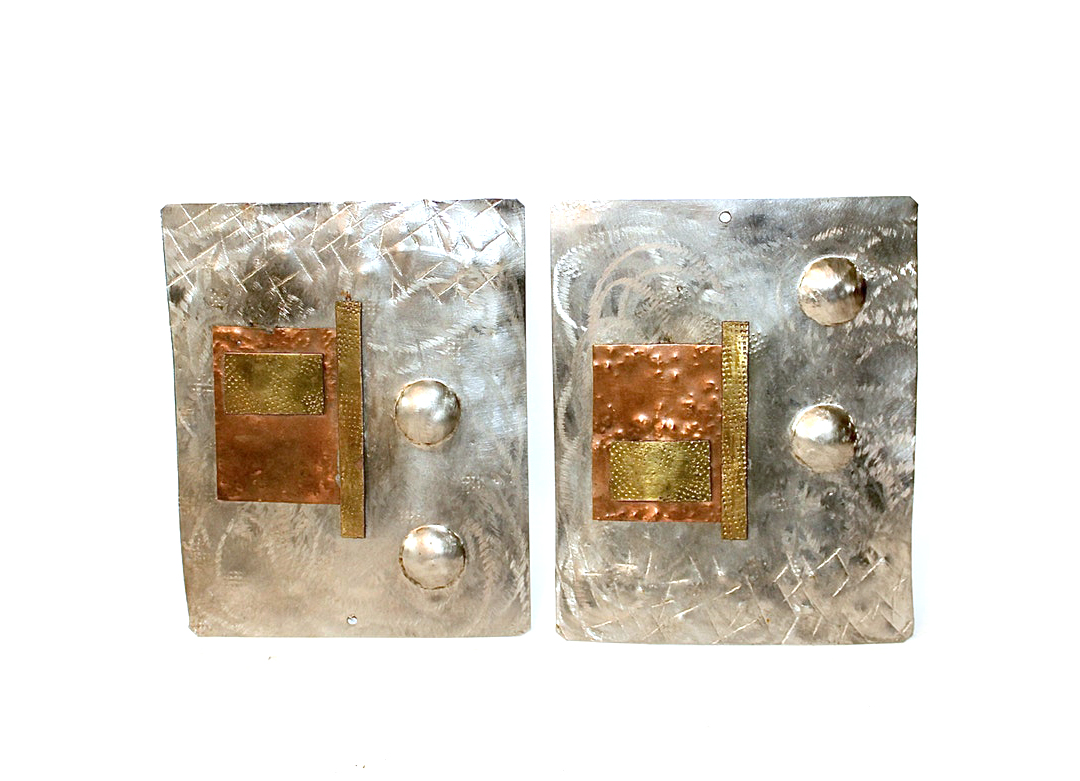 Pair of Metal Abstract Wall Art Plaques