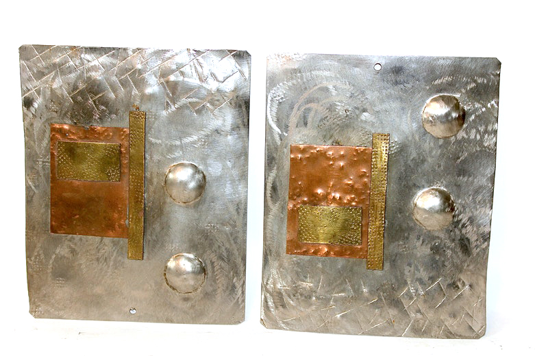 Pair of Metal Abstract Wall Art Plaques
