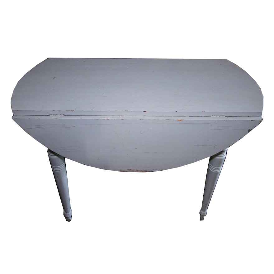 Gray-Painted Drop-Leaf Dining Table