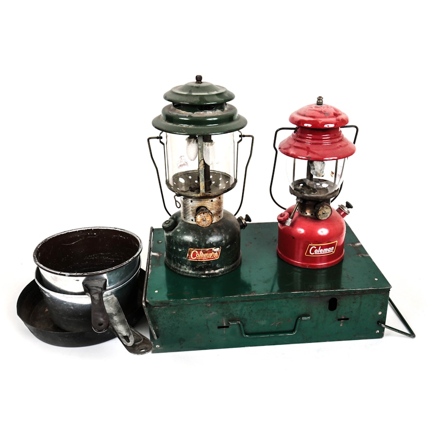 Camping Grill, Cookware, and Lanterns