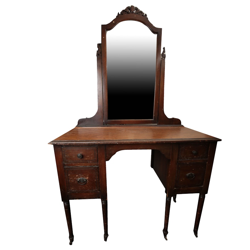 Vintage Vanity Desk and Mirror by Helmers