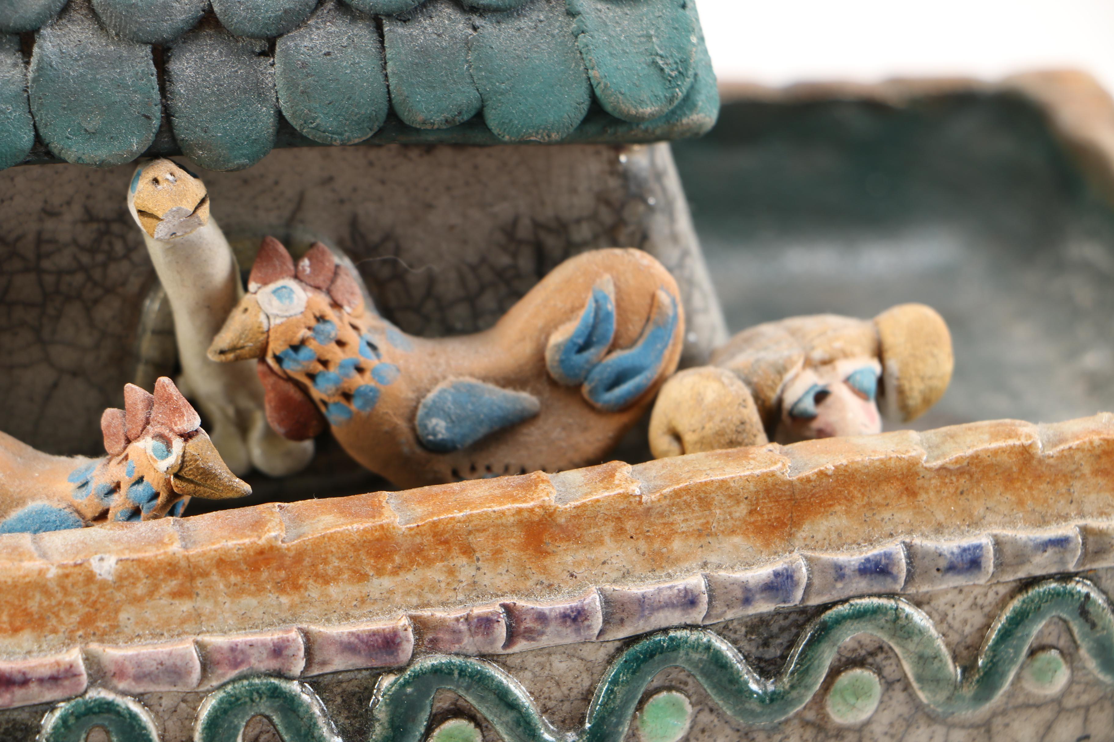 Chris Moses Raku Zoo Noah's Ark Sculpture