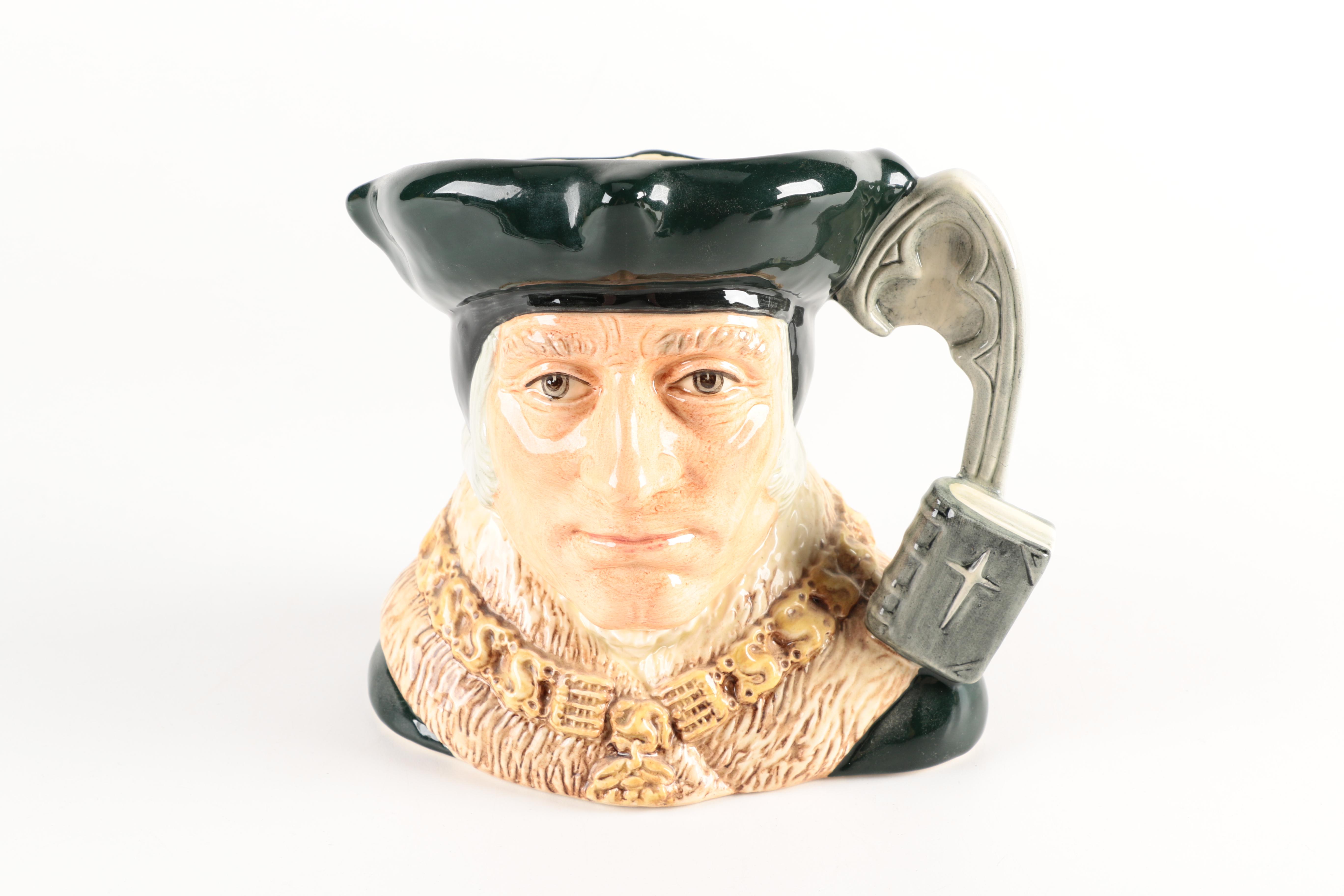 Royal Doulton Ceramic Bust Mugs Featuring Francis Drake and Thomas More